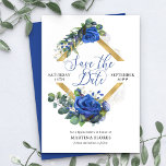 Save The Date Rose bleu et Eucalyptus Elegant Quinceanera<br><div class="desc">Rose Bleu et Eucalyptus Quinceanera Enregistrer la Date - que vous pouvez facilement modifier en toute occasion! Le design se compose d'élégantes calligraphies, de fleurs roses, de feuilles d'eucalyptus et de verdure. L'agencement floral est placé dans un cadre en diamant géométrique doré. Si vous souhaitez faire correspondre des produits, veuillez...</div>