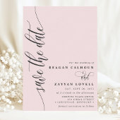 Save The Date Rose Bleu Simple Script Moderne Enregistrer La Dat