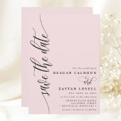 Save The Date Rose Bleu Simple Script Moderne Enregistrer La Dat