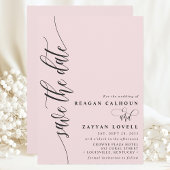 Save The Date Rose Bleu Simple Script Moderne Enregistrer La Dat