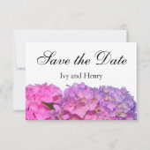 Save The Date Rose Blue Hydrangeas élégantes fleurs rose violet (Devant)