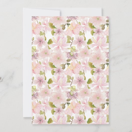 Save The Date Rose Blush Magnolia Floral Ajouter Image Enregistr (Dos)