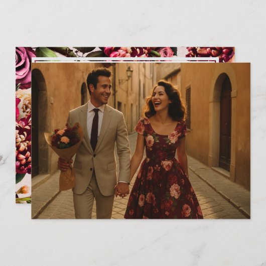 Save The Date Rose bourguignon et roux (Devant / Derrière)