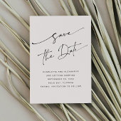 Save The Date Rose clair Beige moderne Script Bold Non Photo Enr