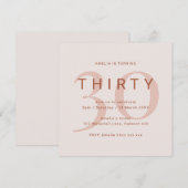 Save The Date Rose contemporain 30e anniversaire de fête Invitat (Devant / Derrière)