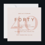 Save The Date Rose contemporain 40e anniversaire de fête Invitat<br><div class="desc">Cette typographie moderne invitation à la fête du 40e anniversaire est parfaite pour une fête d'anniversaire moderne. Le design simple présente des accents roses roses dans un agencement typographique à l'atmosphère moderne. Personnalisable dans n'importe quelle couleur. Gardez le design minimal et élégant, en l'état, ou personnalisez-le en ajoutant vos propres...</div>