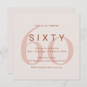 Save The Date Rose contemporain 60e anniversaire de fête Invitat (Devant / Derrière)
