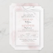 Save The Date Rose corail Aquarelle Pewlow Branch (Devant / Derrière)