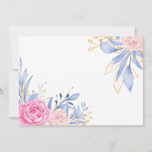 Save The Date Rose d'aquarelle rose Cloudy Bleu Feuille Mariage (Dos)
