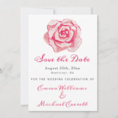 Save The Date Rose d'aquarelle rose - Mariage Enregistrer la car (Devant)