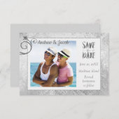 Save The Date Rose d'argent Gay Photo Enregistrer la date (Devant / Derrière)