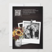Save The Date Rose de Bourgogne Sunflower Wood QR Code Mariage P (Dos)