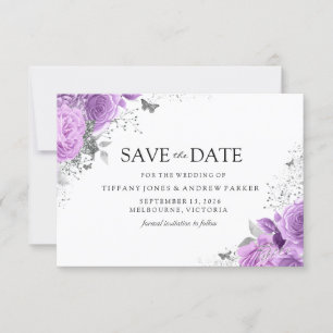 Save The Date Rose de lavande violet magique Mariage floral