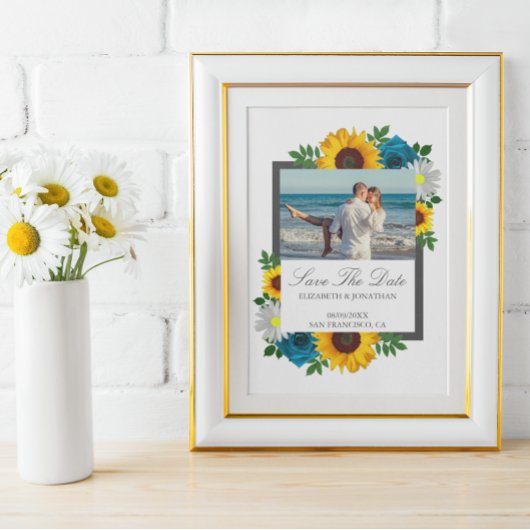 Save The Date Rose de tournesol Daisy Floral Mariage