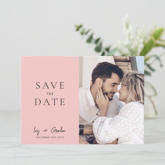 Save The Date Rose Destination Mariage Photo Enregistrer La Cart (Debout devant)