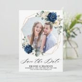 Save The Date Rose d'ivoire de Champagne Blanc Marine (Debout devant)