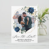 Save The Date Rose d'ivoire de Champagne Blanc Marine (Debout devant)