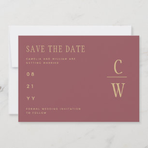 Save The Date Rose Dusty branché mariage rose or SAVE LA DATE