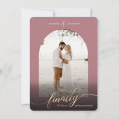 Save The Date Rose Dusty Finalement Se Marier & Fenêtre Photo (Devant)