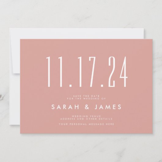 Save The Date Rose Dusty Moderne Simple Enregistrer La Date (Devant)