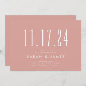 Save The Date Rose Dusty Moderne Simple Enregistrer La Date (Devant / Derrière)
