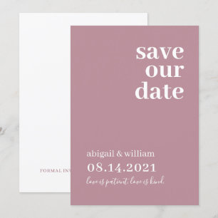 Save The Date Rose Dusty Simple Moderne Mariage non photo