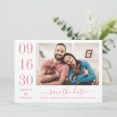 Save The Date Rose Elegance moderne rose Mariage photo (Debout devant)
