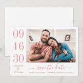 Save The Date Rose Elegance moderne rose Mariage photo (Devant / Derrière)
