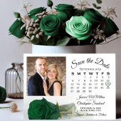 Save The Date Rose émérite unique vert Mariage Calendrier et pho