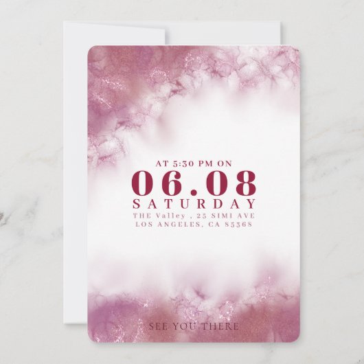Save The Date Rose en aquarelle dorée personnalisée simple (Dos)