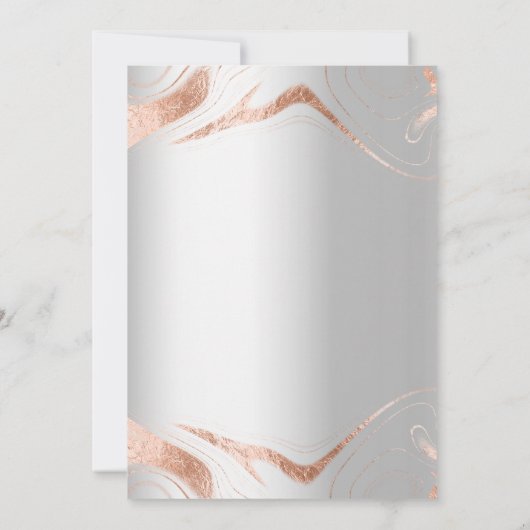 Save The Date Rose en argent marbre or moderne mariage (Dos)