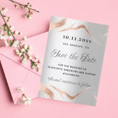 Save The Date Rose en argent marbre or moderne mariage