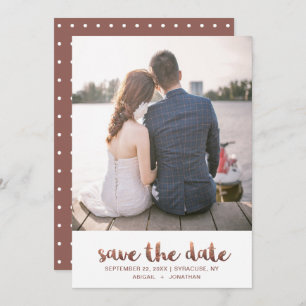 Save The Date Rose en cuivre Chic Faux avec points Photo