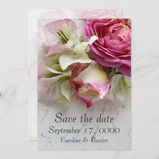 Save The Date Rose et bougainvilliers (Devant / Derrière)