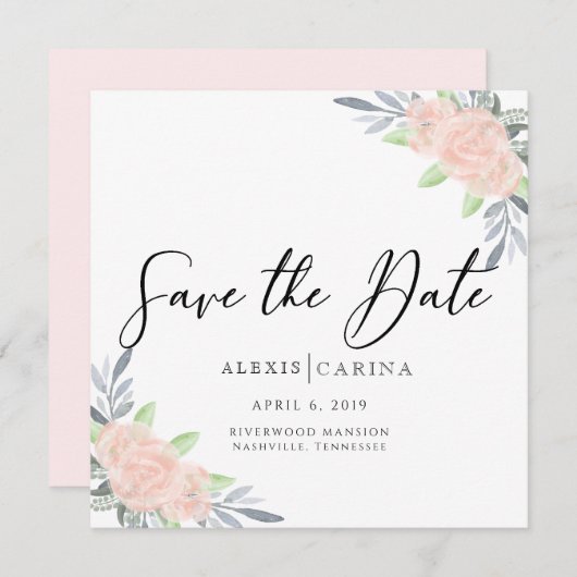 Save The Date Rose et gris (Devant / Derrière)