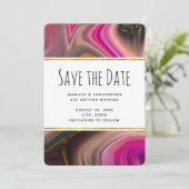 Save The Date Rose et noir avec des persiennes d'or Mariage Abst (Debout devant)