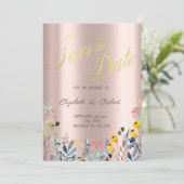 Save The Date Rose Fleur sauvage d'aquarelle Meadow (Debout devant)