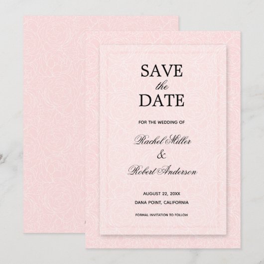 Save The Date Rose floral (Devant / Derrière)