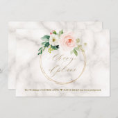 Save The Date Rose Floral Doré Changement de Plans de Mariage (Devant / Derrière)