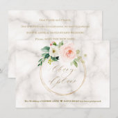 Save The Date Rose Floral Doré Mariage Changement De Plans (Devant / Derrière)