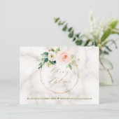 Save The Date Rose Floral Doré Mariage Changement De Plans (Debout devant)