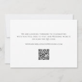 Save The Date Rose Floral moderne noir blanc Mariage de code QR (Dos)