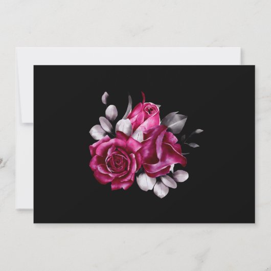 Save The Date Rose Floral Noir Mariage Enregistrer la date (Dos)