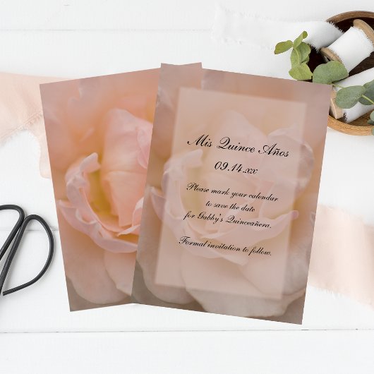 Save The Date Rose Floral Quinceañera Enregistrer la date