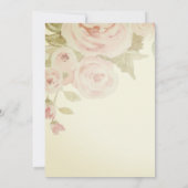 Save The Date Rose Florale Aquarelle Vert Feuillage Rose Pâle Vi (Dos)