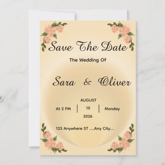 Save The Date Rose Florale Élégante Rose (Devant)