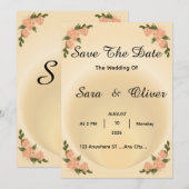 Save The Date Rose Florale Élégante Rose (Devant / Derrière)