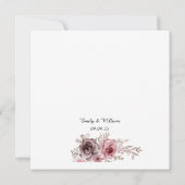 Save The Date Rose florale élégante rose et marron mariage (Dos)