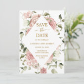Save The Date Rose Florale Rose Poussiéreuse Photo (Debout devant)