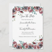 Save The Date Rose foncé Dusty Rose Bleu Vert Eucalyptus Floral (Devant)